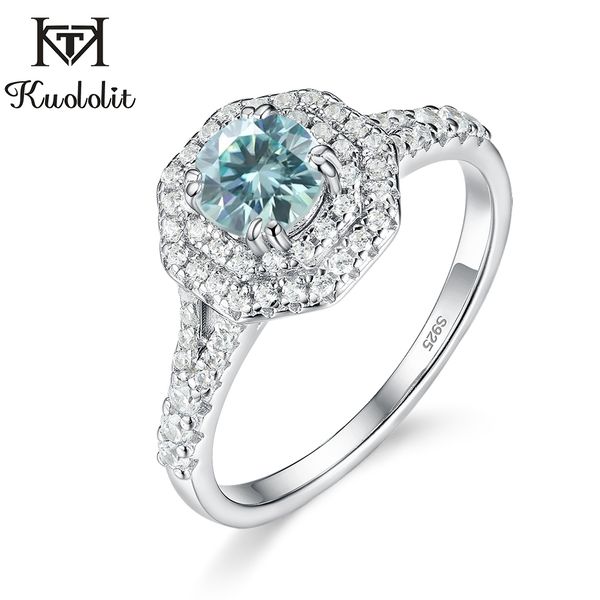 

kuololit green blue rings for women 925 solid sterling silver real moissanite ring wedding engagement fine jewelry q1214, Golden;silver