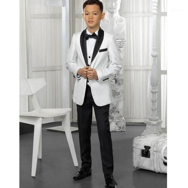 

white and black boys tuxedo custom made boy dinner suits boys formal suits tuxedo for kids (jacket+pant+vest+tie)1, White;black
