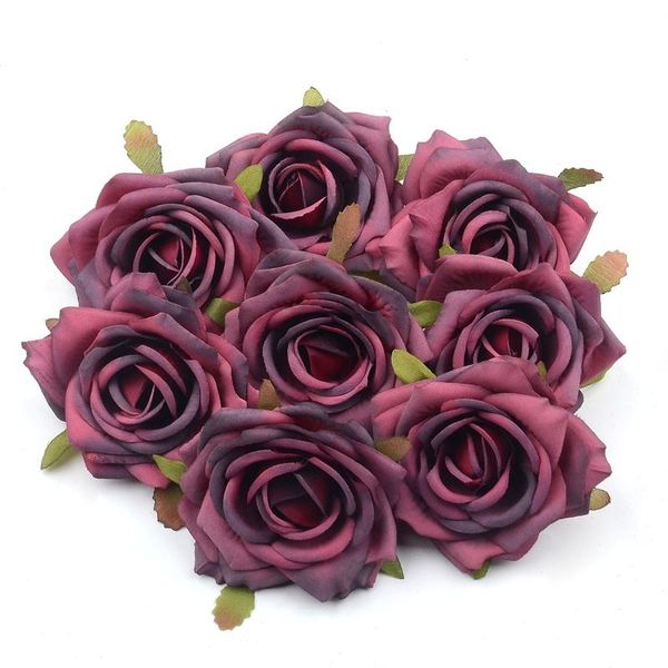 

5pcs7cm европейская ретро искусственный шелковый розовый цветок головка для свадьбы вечеринка украшения дома diy венок записки ремесло подде