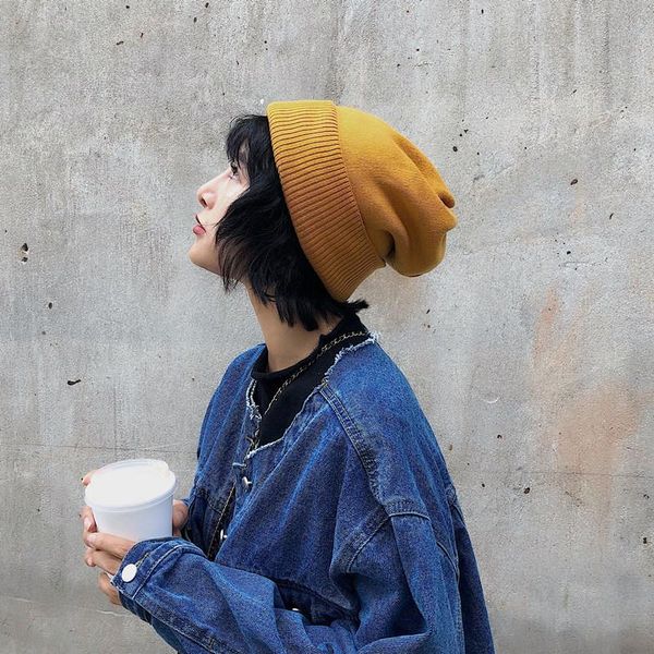 

beanie/skull caps bonnet enfant fille solid-color warm wool fall and winter vintage knit thickened hats gorras para hombre beanie hat women, Blue;gray