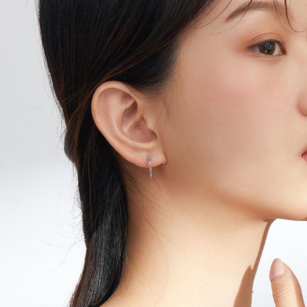 

1pair zircon round earrings simple style ear accessories eardrops, Silver
