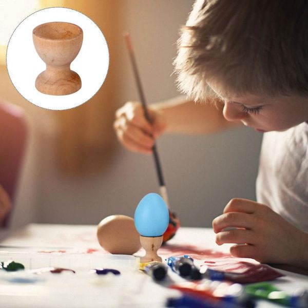 

6pcs practical wooden egg holder easter egg diy stand painting holder tool