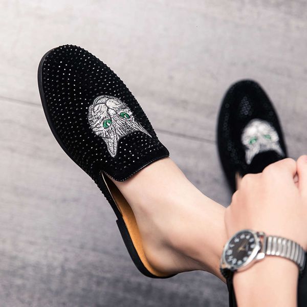 

first class ironing and drilling half slippers men's shoes size 38-45 batch 60, White;red