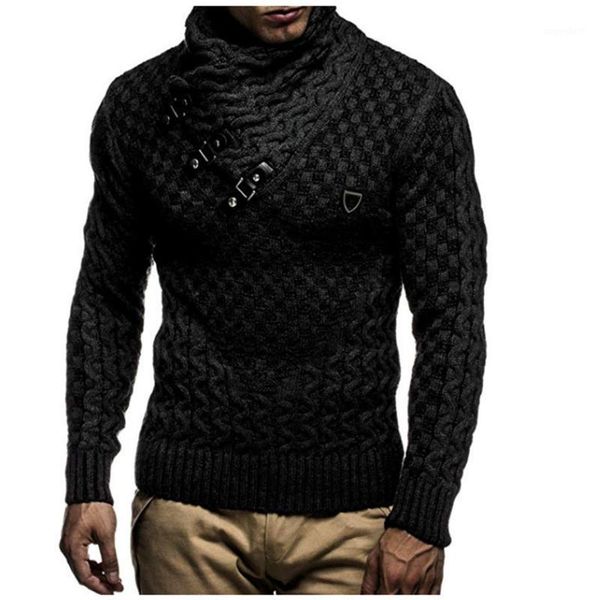 

nice autumn winter turtleneck sweater high lapel pullover jacquard sweater men solid color slim fit casual knitted1, White;black