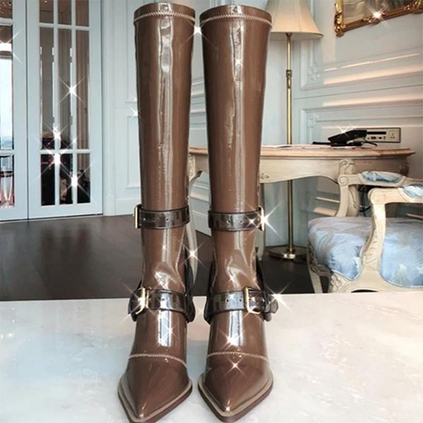 

deat 2020 new autumn and winter fashion casual pointed toe solid color knights versatile back zipper boots women sg775, Black