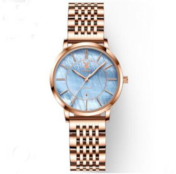 

hbp quartz movement 41mm full fuction ice blue dial men watch brown 316 stainless band ing, Slivery;brown