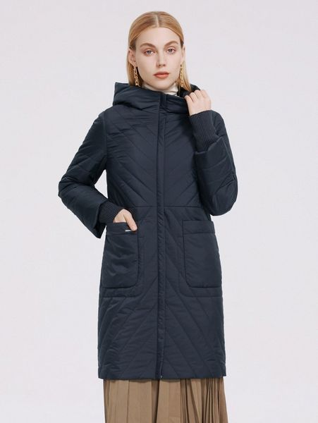 

zipper front hooded padded winter coat x5qg#, Black