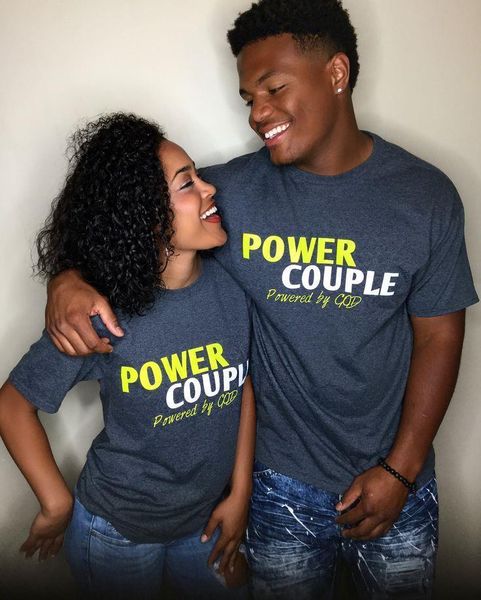 

valentines 's day gift sweet couple t shirt summer women power couple short sleeve t shirts funny letter tee lover tee, White