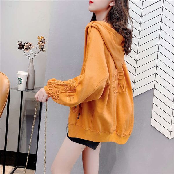 

zipper hooded sweater women's hong kong net red cardigan coat spring and autumn 2020 new style short jacket, Black