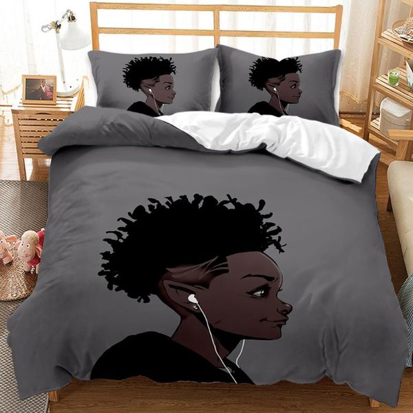 

black boys printed duvet cover 3pcs hip hop style quilt cover bedding set  king comforter single double bedclothes