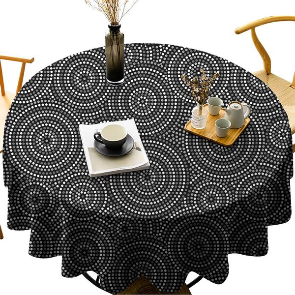 

round table cloths concentric dotted circles inspired from australian aborginial art