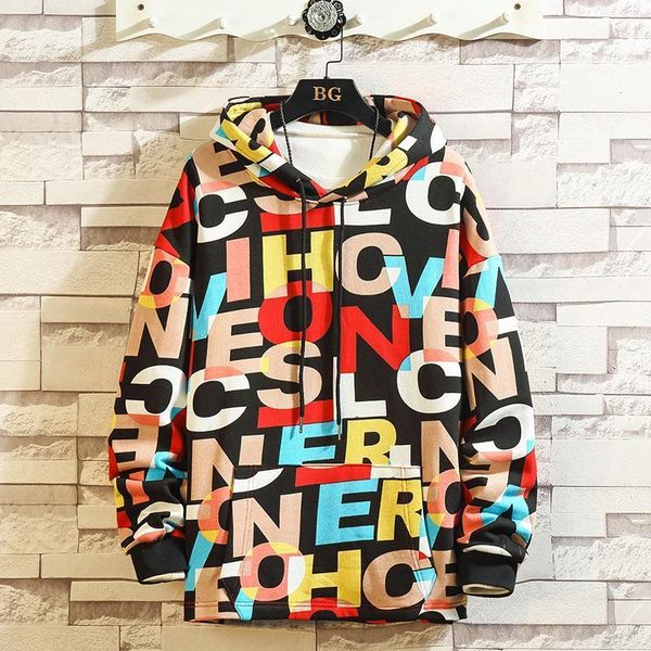 

print fashion hoodies and sweatshirts 2019 men spring autumn clothes plus asian size m-5xl, Black
