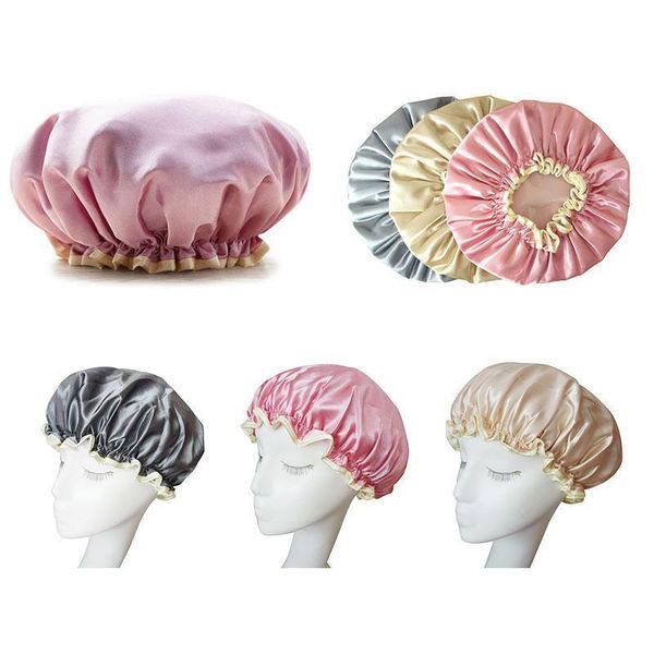 

thick 1pcs waterproof bath hat double layer shower hair cover women supplies shower cap bathroom accessories h jllotq