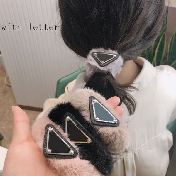 

2021 women girl triangle letter hair ties multicolor cute triangle elastic hair band hair accessories for gift party, Pink
