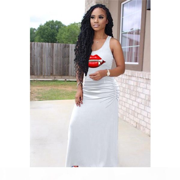 

plus size summer women solid color maxi dress casual dress fashion skinny one-piece dress trendy sleveless vest skirts 3200, Gray