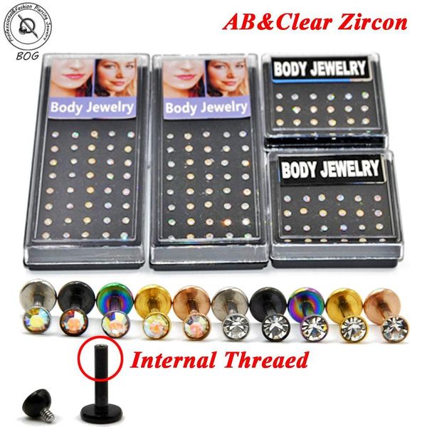 

bog internally thread 16g surgical steel cz gem ear cartilage tragus helix piercing labret lip studs ring piercing body jewelry q sqcmiv, Silver