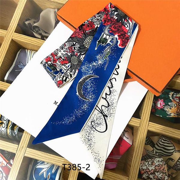 

fashion crescent bay plants and flowers women's scarf bag ribbons brand small silk for slim line print head long scarves shawl, Blue;gray