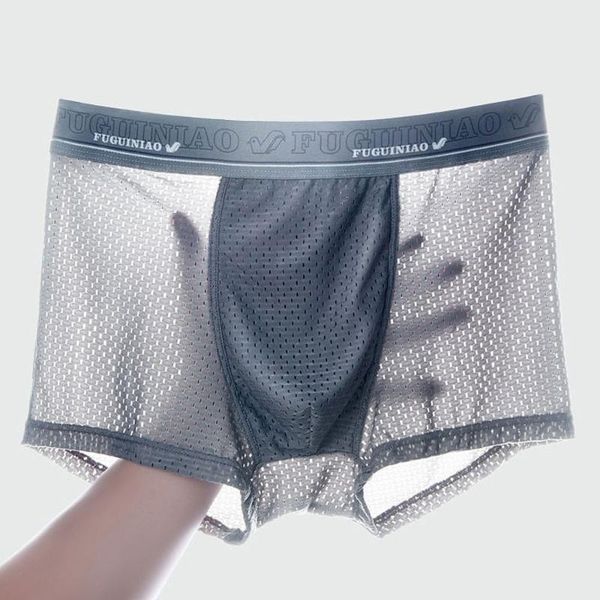 

underpants 4pcs/lot summer ice network mesh men underwear ventilate shorts man boxer breathable youth four cosy bamboo, Black;white