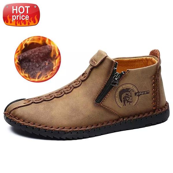 

plus size men winter boots split leather boots men snow boots super comfort winter shoes ankle fur shoes snow #x31v
