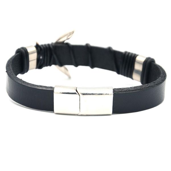 

junwei anchor leather bracelet hand-woven magnetic buckle men's leather bracelet punk style junwe qylpyi