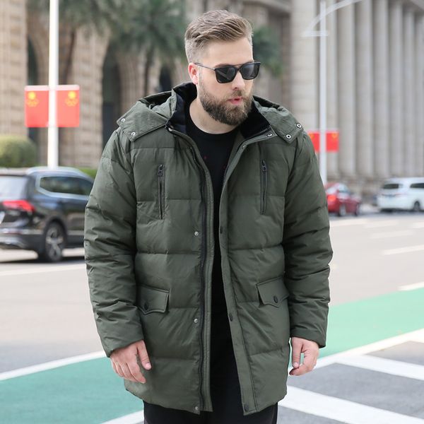 

male 2020 large size -8xl 9xl 10xl with hood thermal turtleneck autumn and winter men's jacket black/green somw