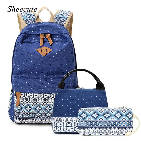 

children school backpack women canvas travel backpack high capacity light 3pcs/set girl school bags for teenage kids backpacks t200709