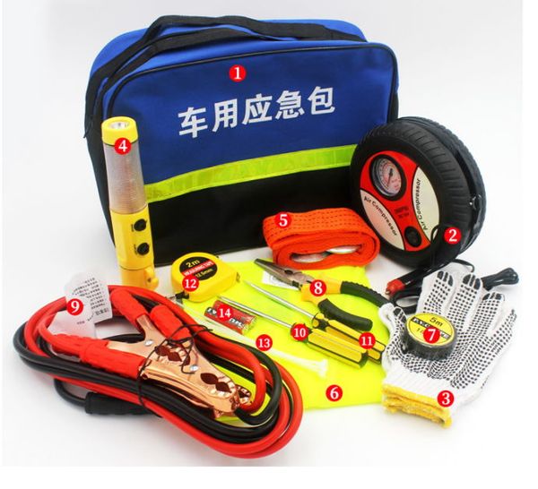 

10% off premium road kit14 предмет аварийного автомобиля клас для аварийного автомобиля с помощью кабелей для перемычек набор кабелей и набо