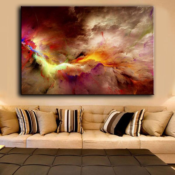 HDartisan Canvas Art Decoração de casa impressa pintura a óleo de parede fotos para sala de estar abstrata nuvens irreais sem moldura y200102