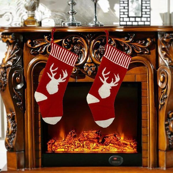 

2 pcs christmas stocking for xmas fireplace socks candy gift bag christmas tree hanging ornaments decoration1