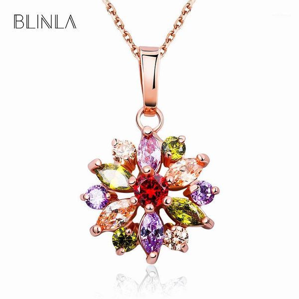 

pendant necklaces blinla 2021 fashion luxury wedding crystal for woman rose gold cubic zirconia long necklace jewelry wholesale1, Silver