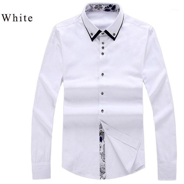 

2018 new dress shirts men fashion clothes solid long sleeve shirt slim fit casual male turn-down collar work camisa masculina1, White;black