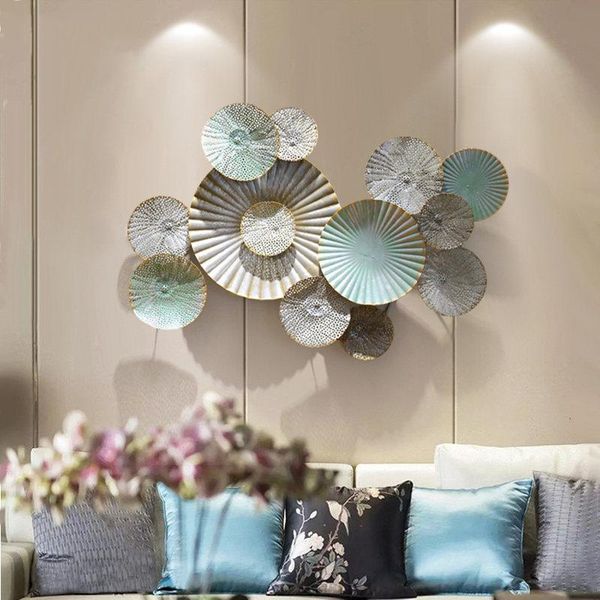 

sofa background wall hanging round shape mural crafts decoration home livingroom wall sticker ornament decor wrought iron modern