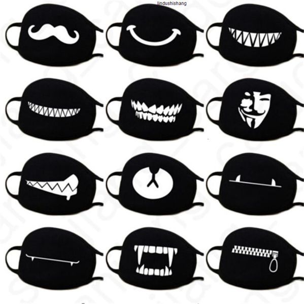

factoryxopaface masks cartoon cover anti 3d dust face mask kawaii anime mouth masks kaomoji-kun emotiction breathable cotton black