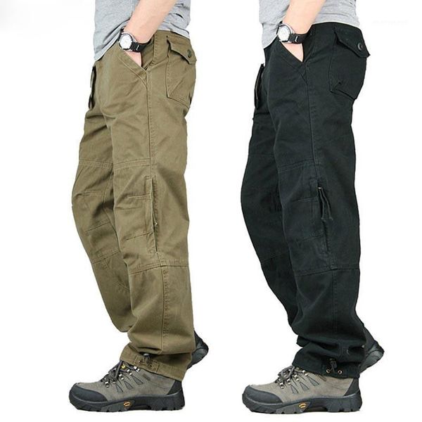 

icpans spring autumn cargo pants men streetwear casual trousers men army straight chinos pants pantalon cargo homme1, Black