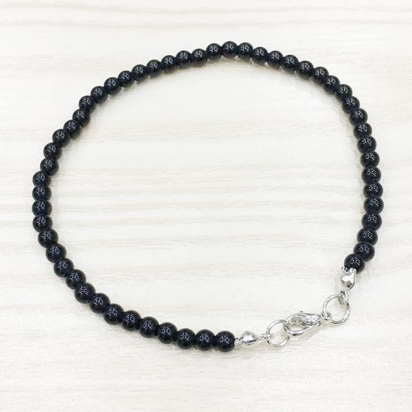 Mg0138 atacado black onyx anklet handamde pedra natural mala miúdos anklet 4 mm mini gemstone jóias