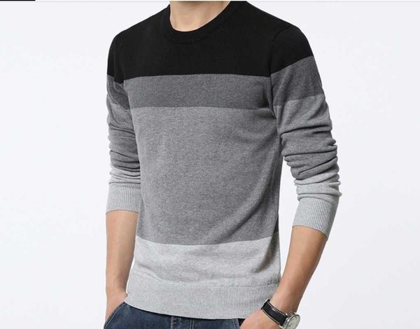

casual men's sweater o neck stripe slim knit fall men's sweater pullovers, White;black