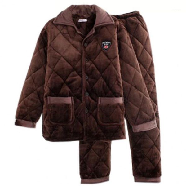

mimi winter pajamas and velvet thickening in middle-aged male flannel warm suit1, Black;brown