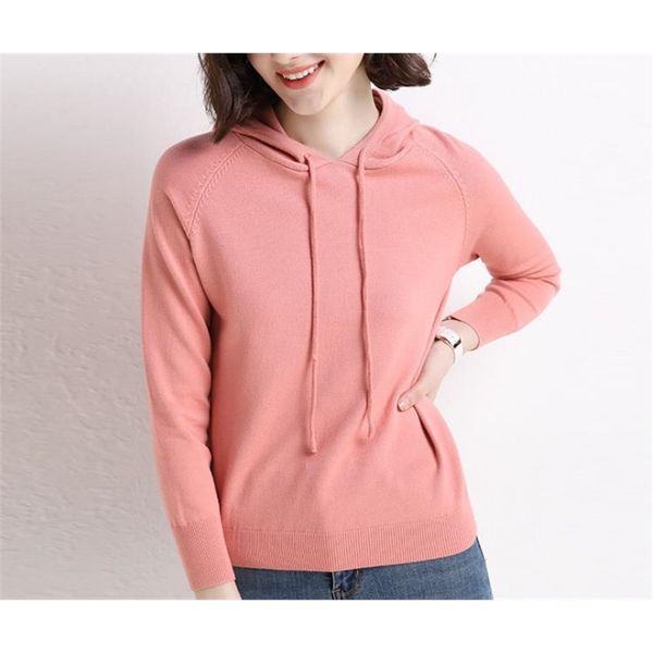 

wywan women's new hooded female loose casual knitted bottoming shirt thin sweater coat 210218, White;black