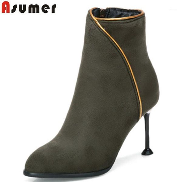 

boots asumer 2021 fashion autumn winter shoes woman flock ankle women elelgant prom high heels ladies short plush1, Black