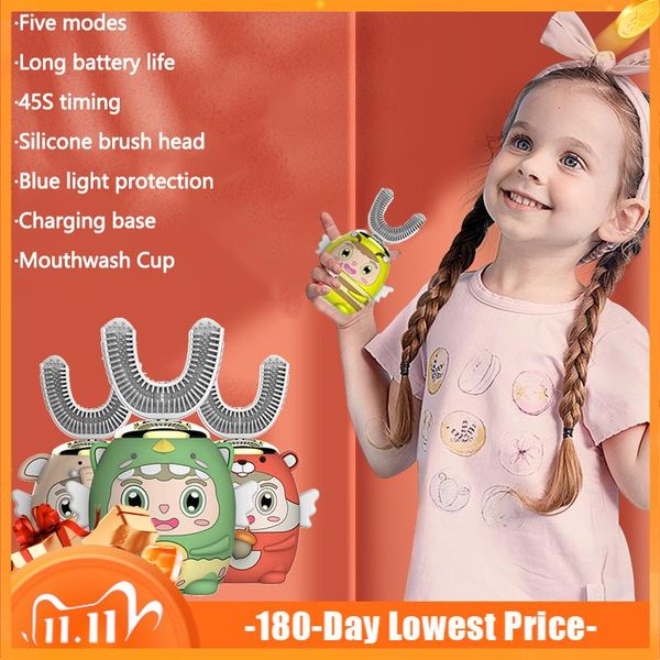 

smart electric toothbrush 360 degrees children sonic u cartoon pattern silicon automatic ultrasonic kids tooth brush