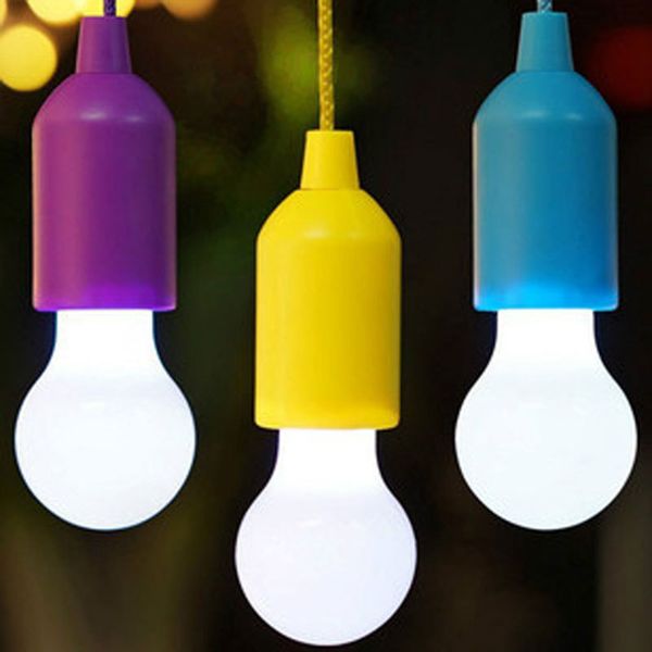 

led colourful rope pulling lamp flashlights abs pp retro tent camp stay wire light night bulb outdoor hiking travel lights portable 3 15mn m
