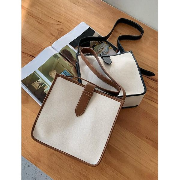 

cross body messenger bag cute side 2021 fashion contrast color ladies shoulder simple and versatile canvas women wideband