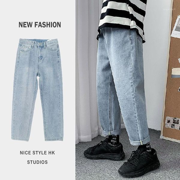 

autumn straight jeans men's fashion casual retro jeans men streetwear wild loose hip-hop korean denim trousers mens s-2xl1, Blue