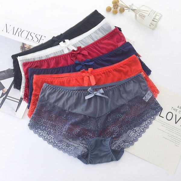 

linbaiway women's lace panties breathable seamless underwear transparent panty lingerie female briefs tanga underpants1, Black;pink