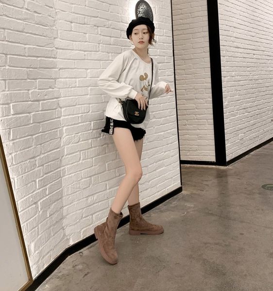 

2021 new autumn tornozelo camuroza short non-slip boots toe torozelo women plus size 35-39 ihz5, Black