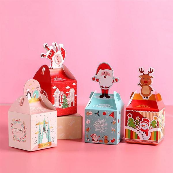 

12pcs christms favor boxes with hanlde paper chocolate holders candy containers gift wrap boxes for packaging (random pattern) jlljuq