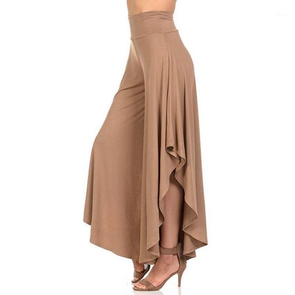 

2019 irregular ruffles wide leg pants women high waist pleated pants femme casual loose streetwear trousers1, Black;white