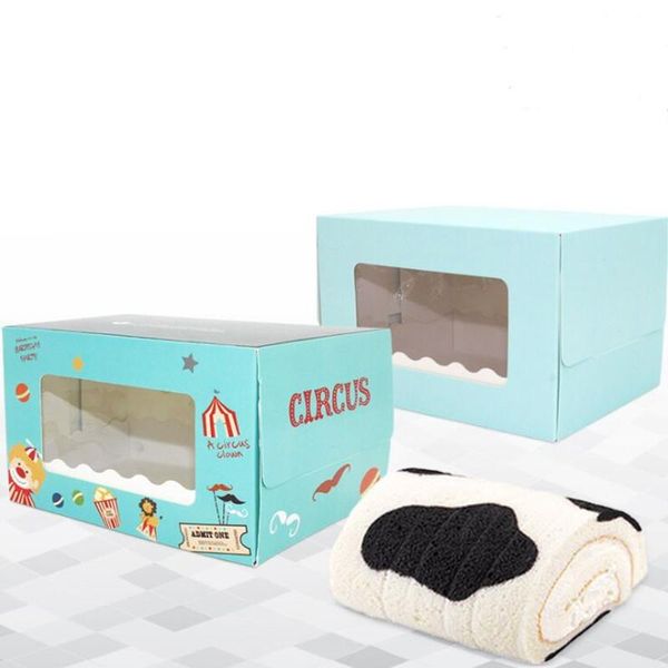 

diy 5pcs 15.5x11x10cm two color transparen small egg roll with a clear blue window a diamond lattice cake candy box wmtfsu