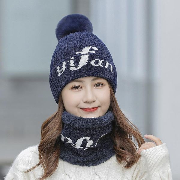 

beanie/skull caps thick winter hats for women angora beanies hat knitted wool warm beanie with back opening 2021, Blue;gray