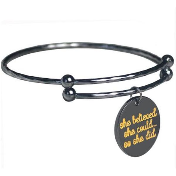 

charm 6pcs/lot initial letter bracelets & bangles gravure silver color expandable wire adjustable tiffan jewelry female, Black